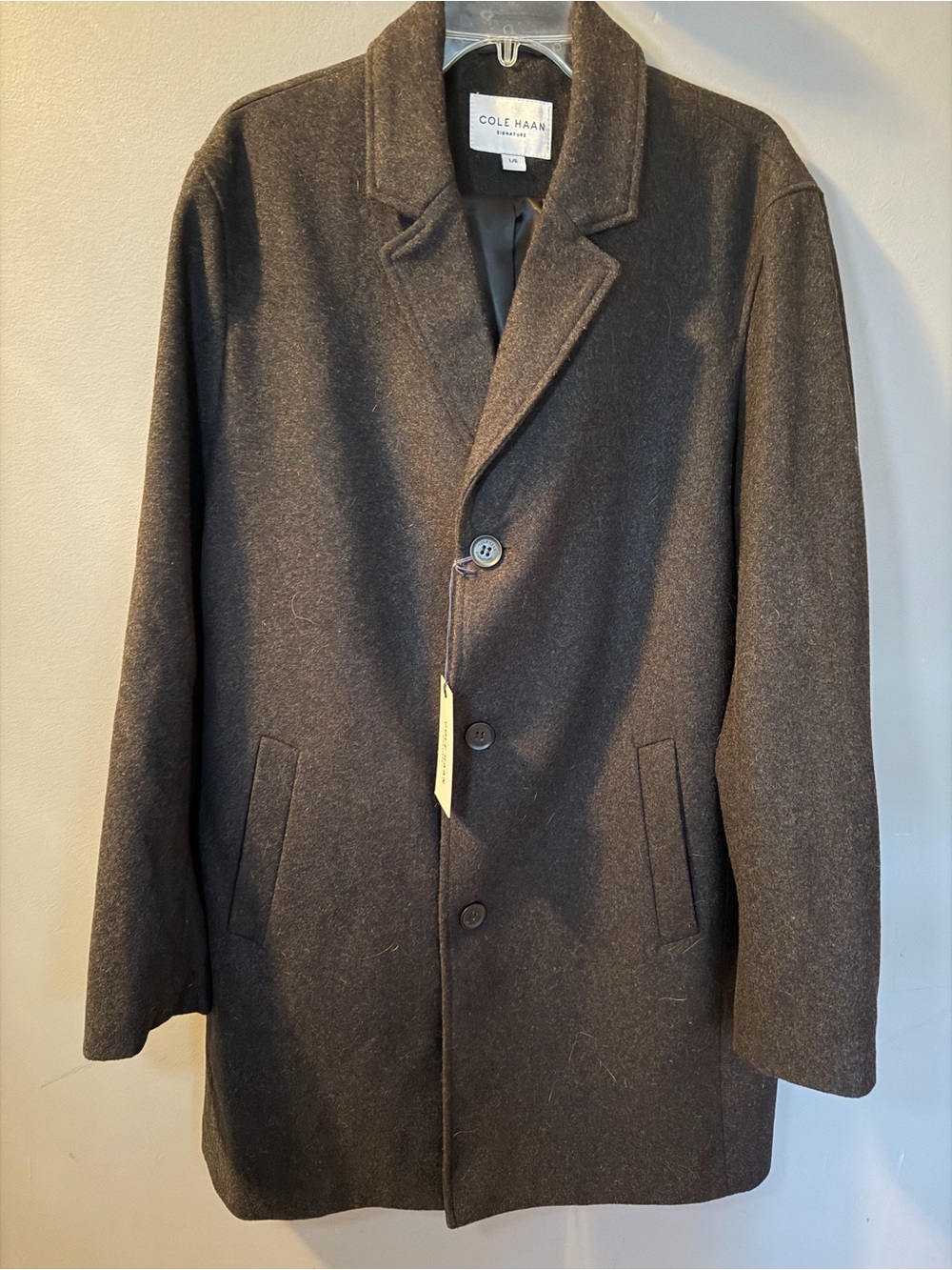 Cole Haan Men's Dark Charcoal Wool Pea Coat